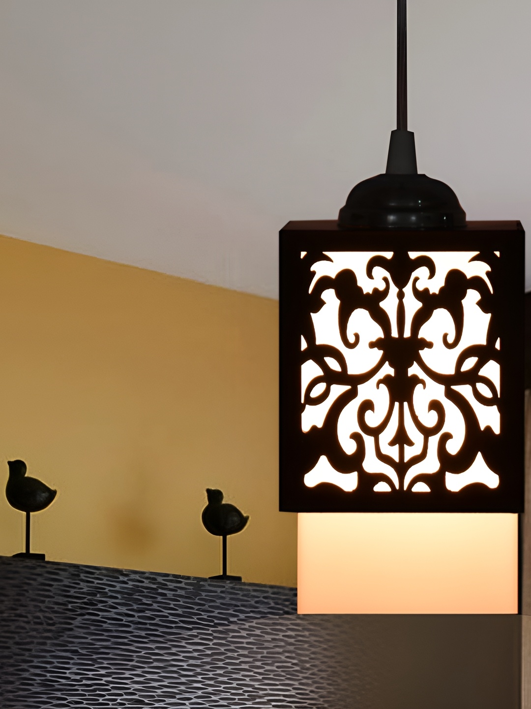 

Afast Black & White Wooden Textured Traditional Ceiling Lamp