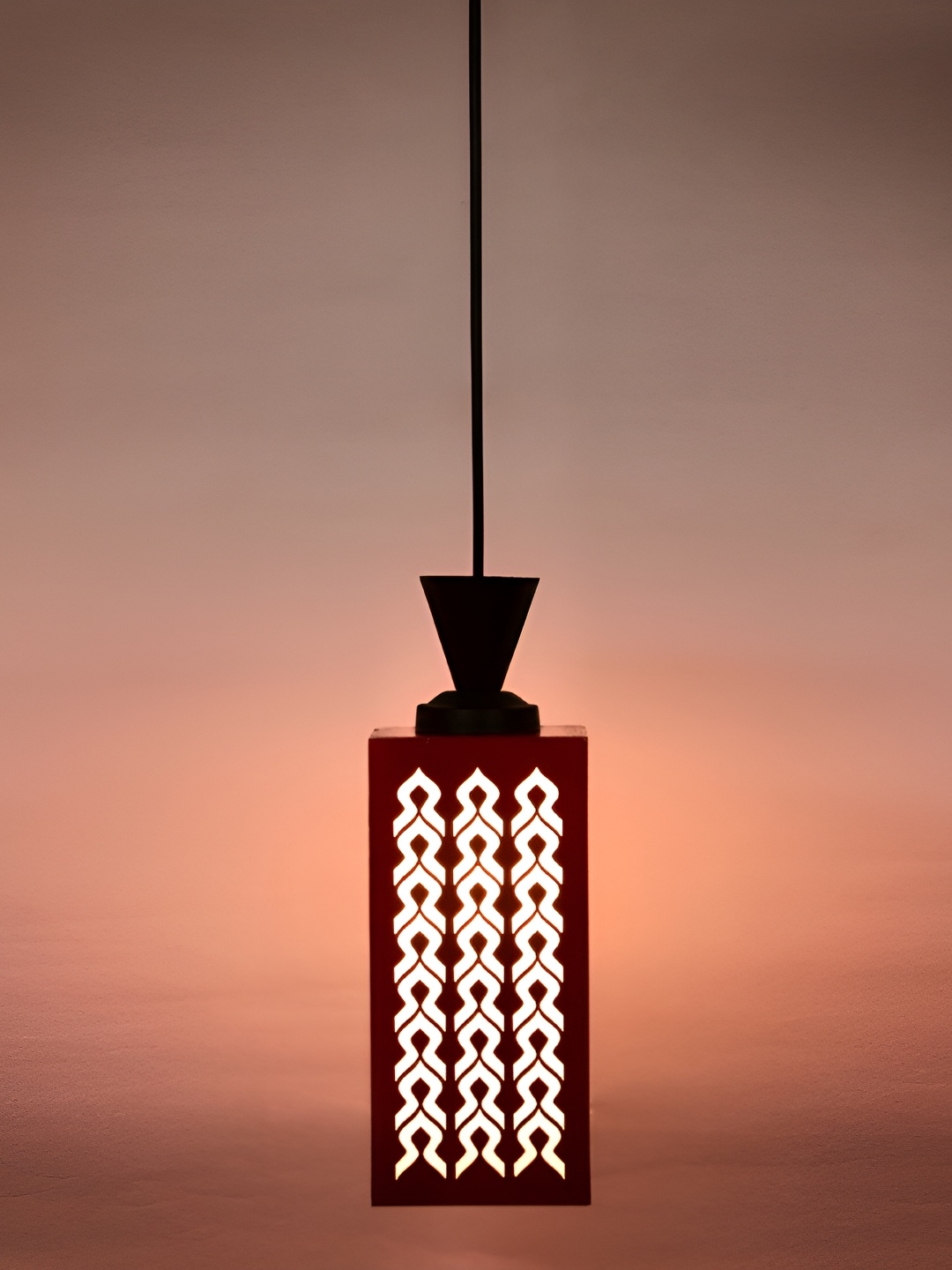 

Afast Red & White Traditional Textured Wooden Ceiling Lamp