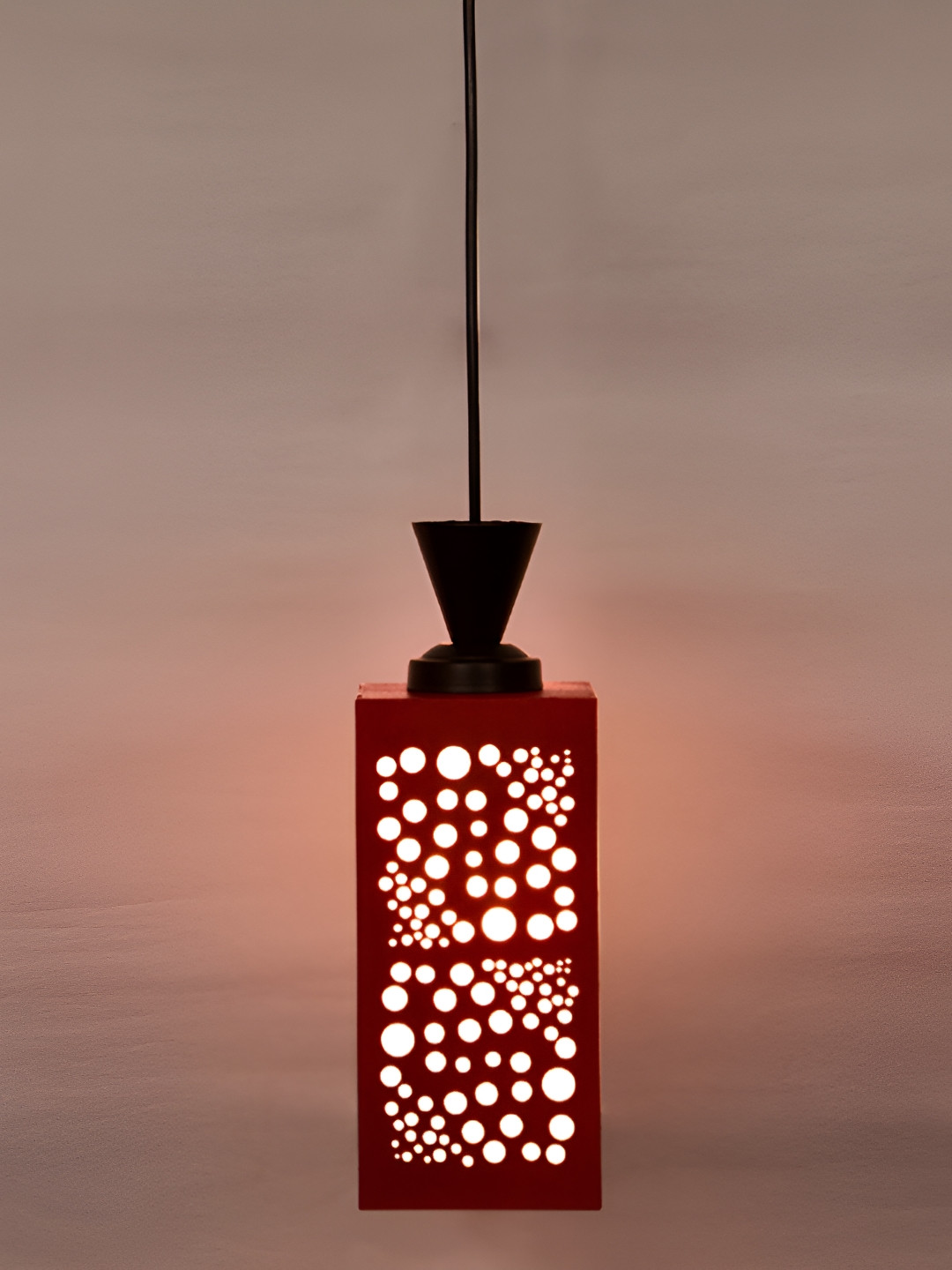 

Afast Red & Black Textured Wooden Traditional Rectangle Ceiling Lamp