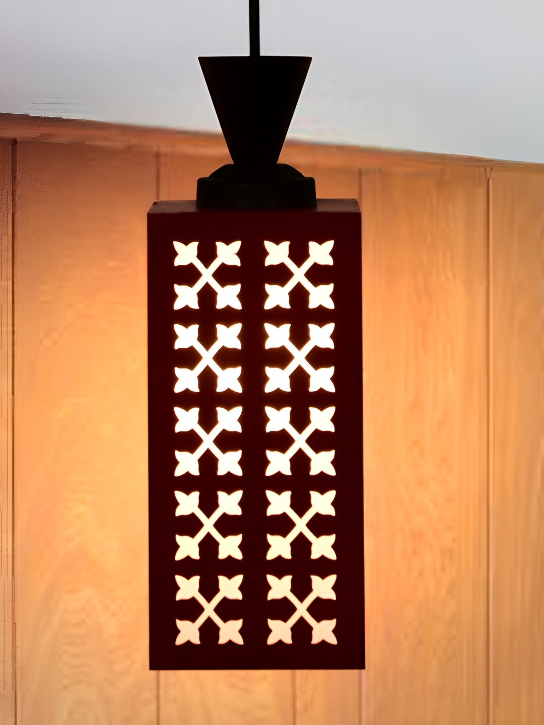 

Afast Red Textured Wooden Contemporary Rectangle Ceiling Lamp