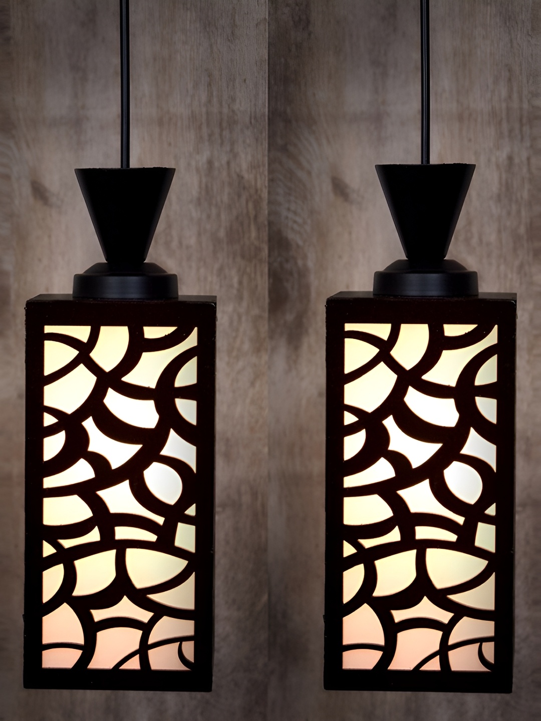 

Afast Brown & White 2 Pieces Textured Rectangular Shaped Contemporary Ceiling Lamps