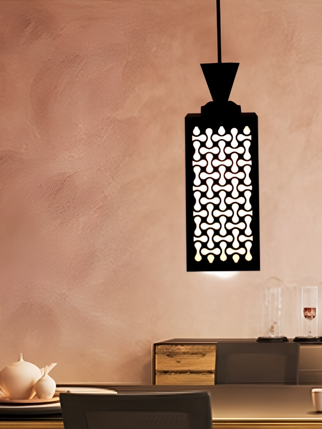 

Afast Black Textured Rectangle Wooden Contemporary Ceiling Lamp