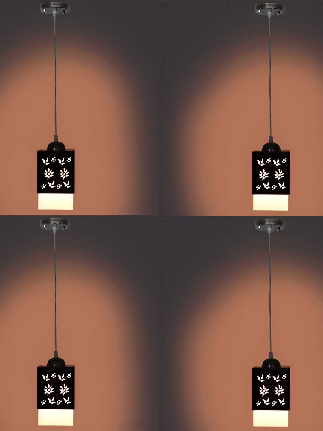 

Afast Brown & White 4 Pieces Textured Wooden Ceiling Lamps
