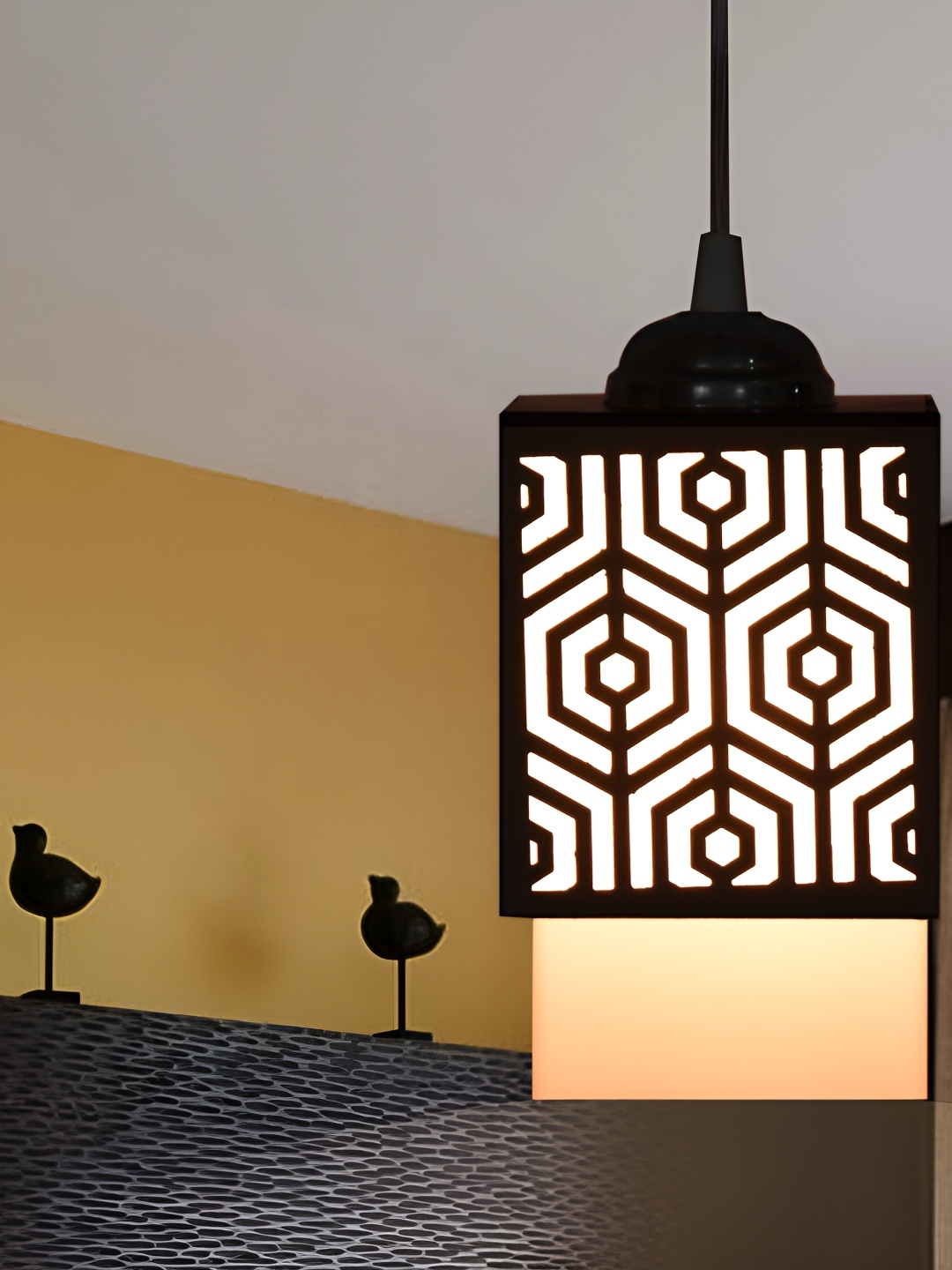 

Afast Black Textured Wooden Contemporary Square Ceiling Lamp