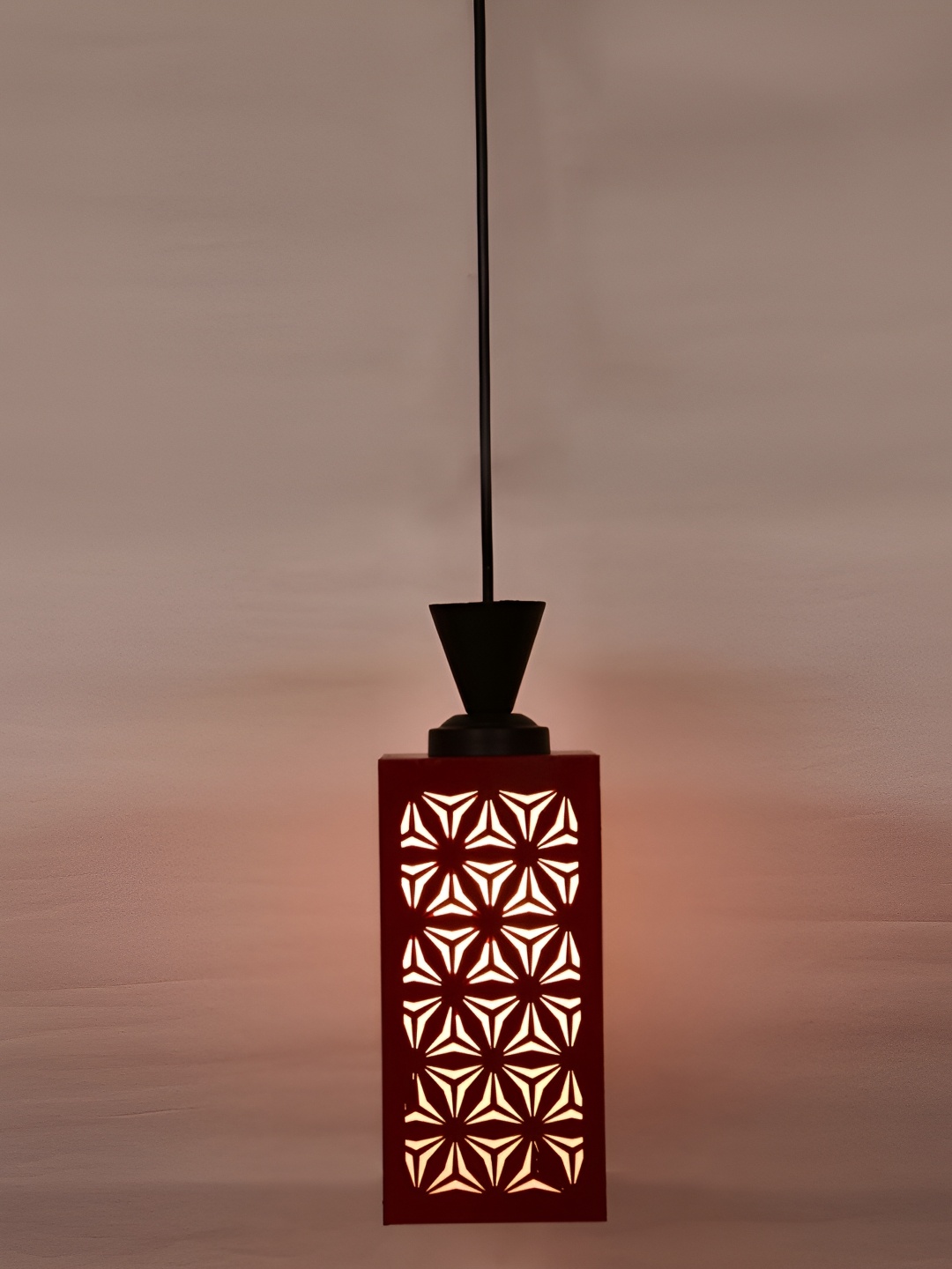 

Afast Red Textured Wooden Contemporary Rectangle Ceiling Lamp