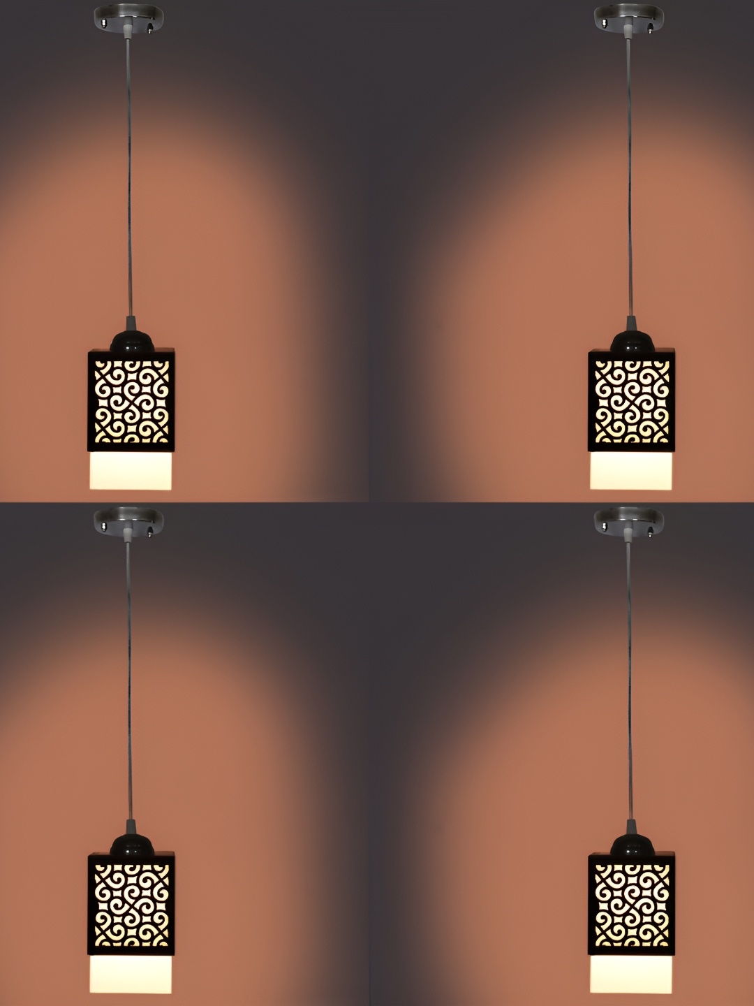 

Afast Brown & White 2Pcs Textured Wooden Traditional Rectangle Ceiling Lamps