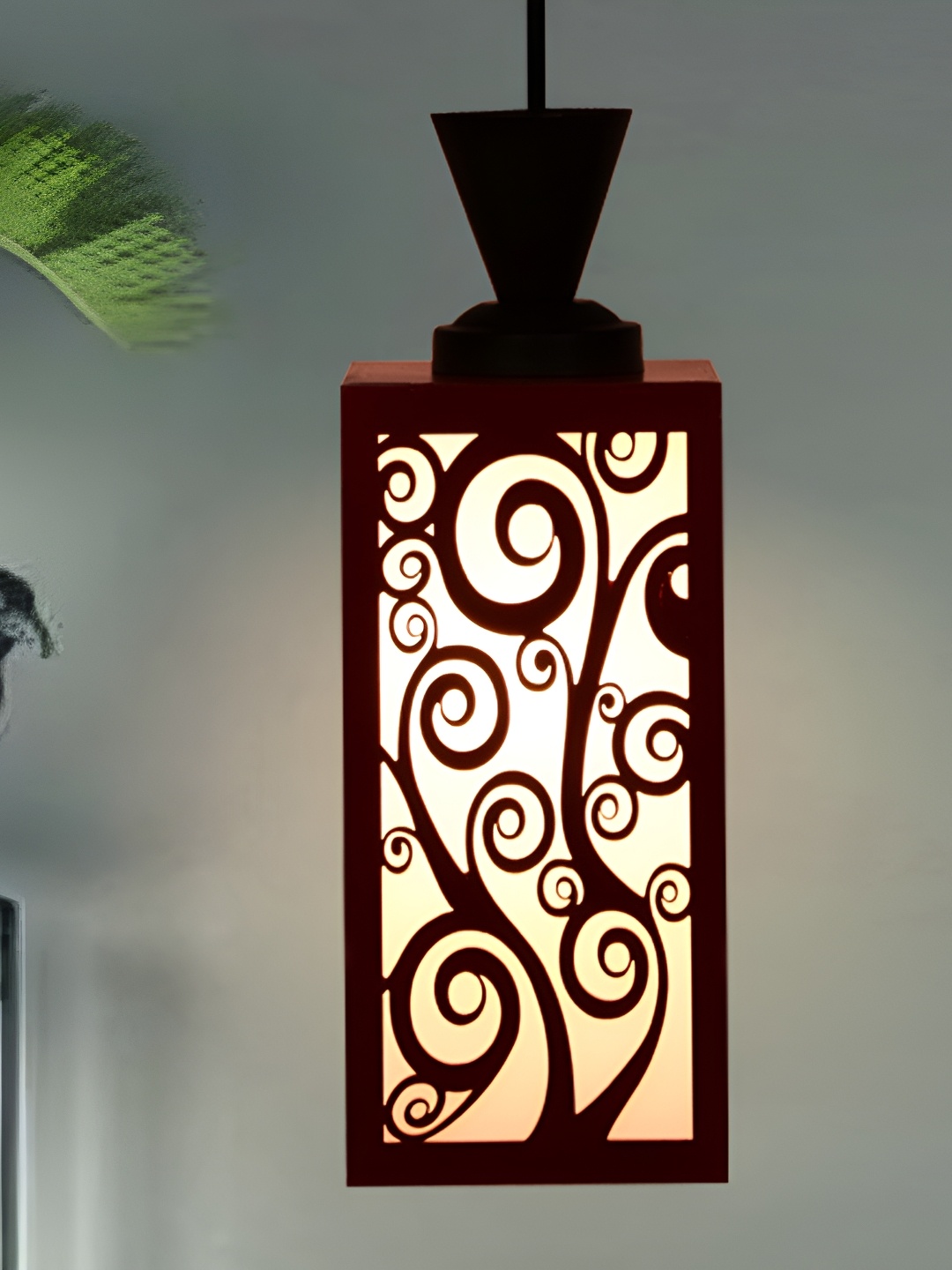 

Afast Red & White Traditional Textured Wooden Ceiling Lamp