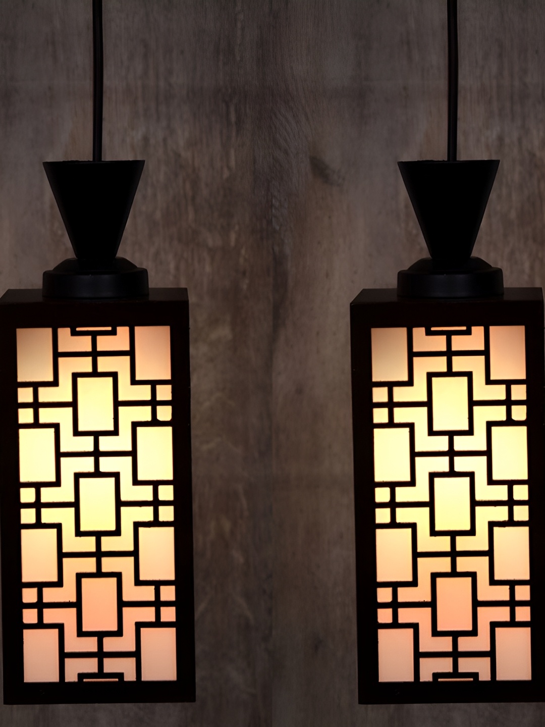 

Afast Brown 2 Pieces Contemporary Textured Wooden Ceiling Lamps