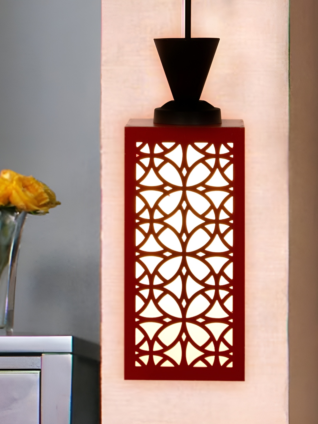 

Afast Red & Black Textured Rectangle Wooden Contemporary Ceiling Lamp