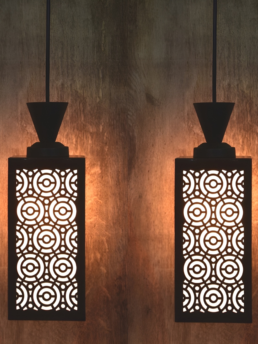 

Afast Brown & White 2 Pieces Textured Wooden Contemporary Ceiling Lamps