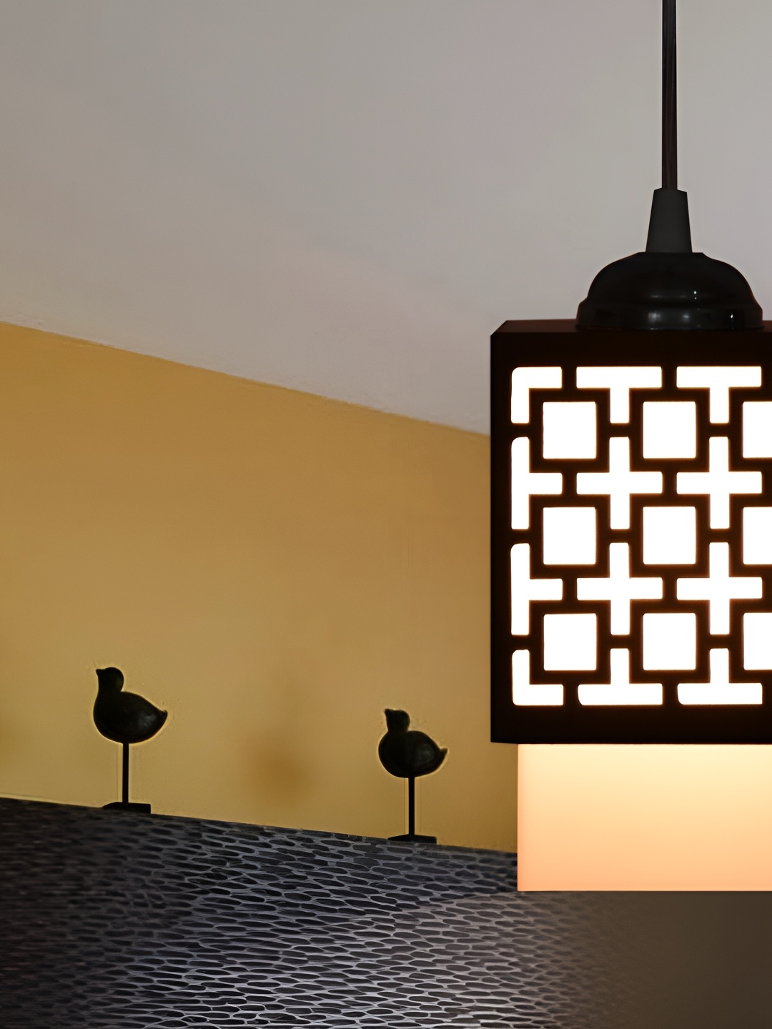 

Afast Black and White Wooden Textured Contemporary Ceiling Lamp
