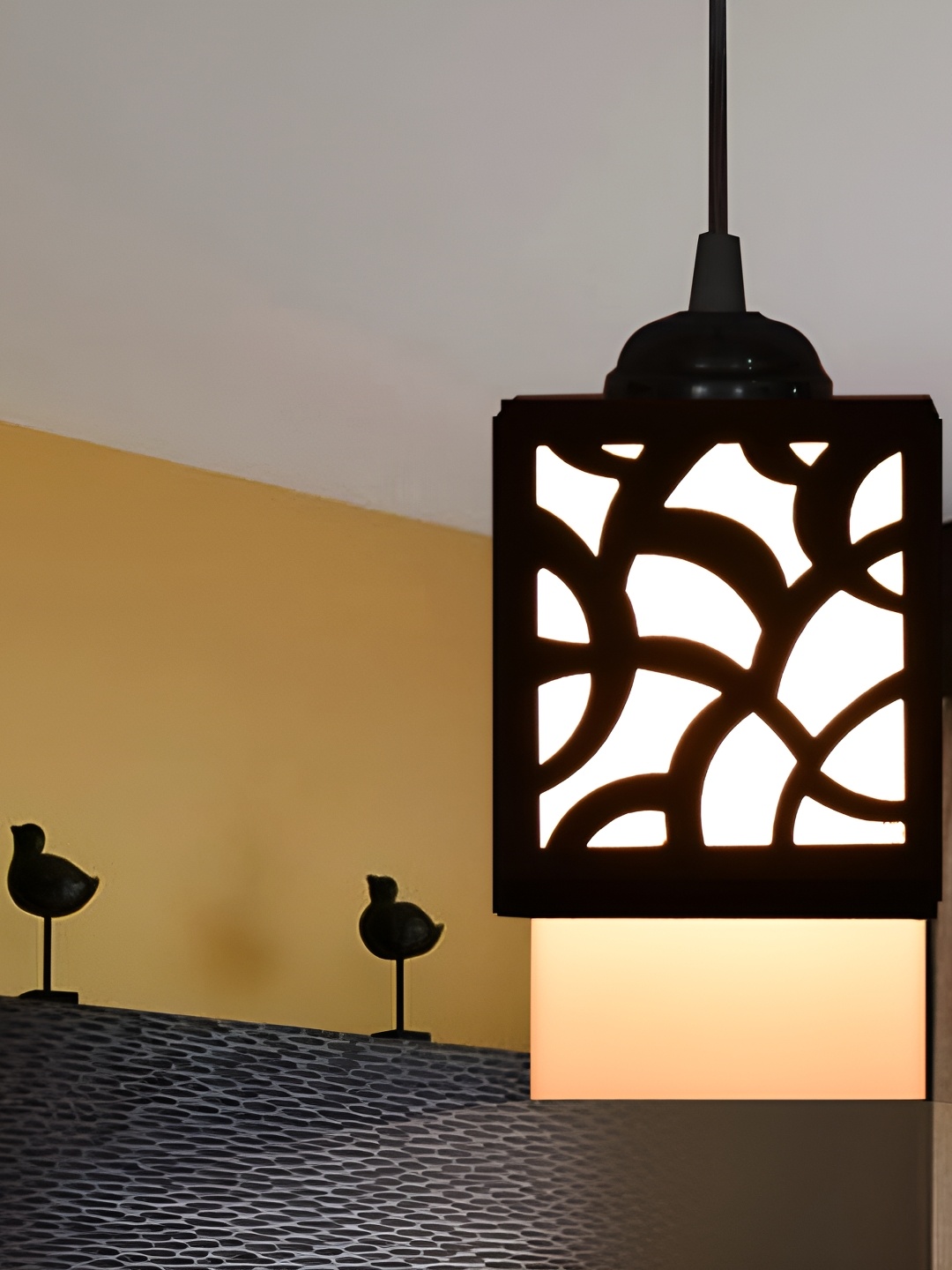 

Afast Black & White Textured Wooden Ceiling Lamp