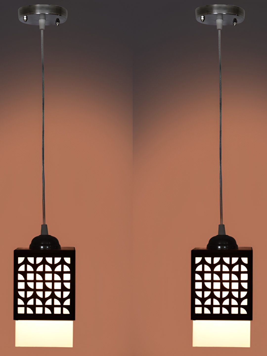 

Afast Black 2 Pieces Textured Wooden Contemporary Square Ceiling Lamp