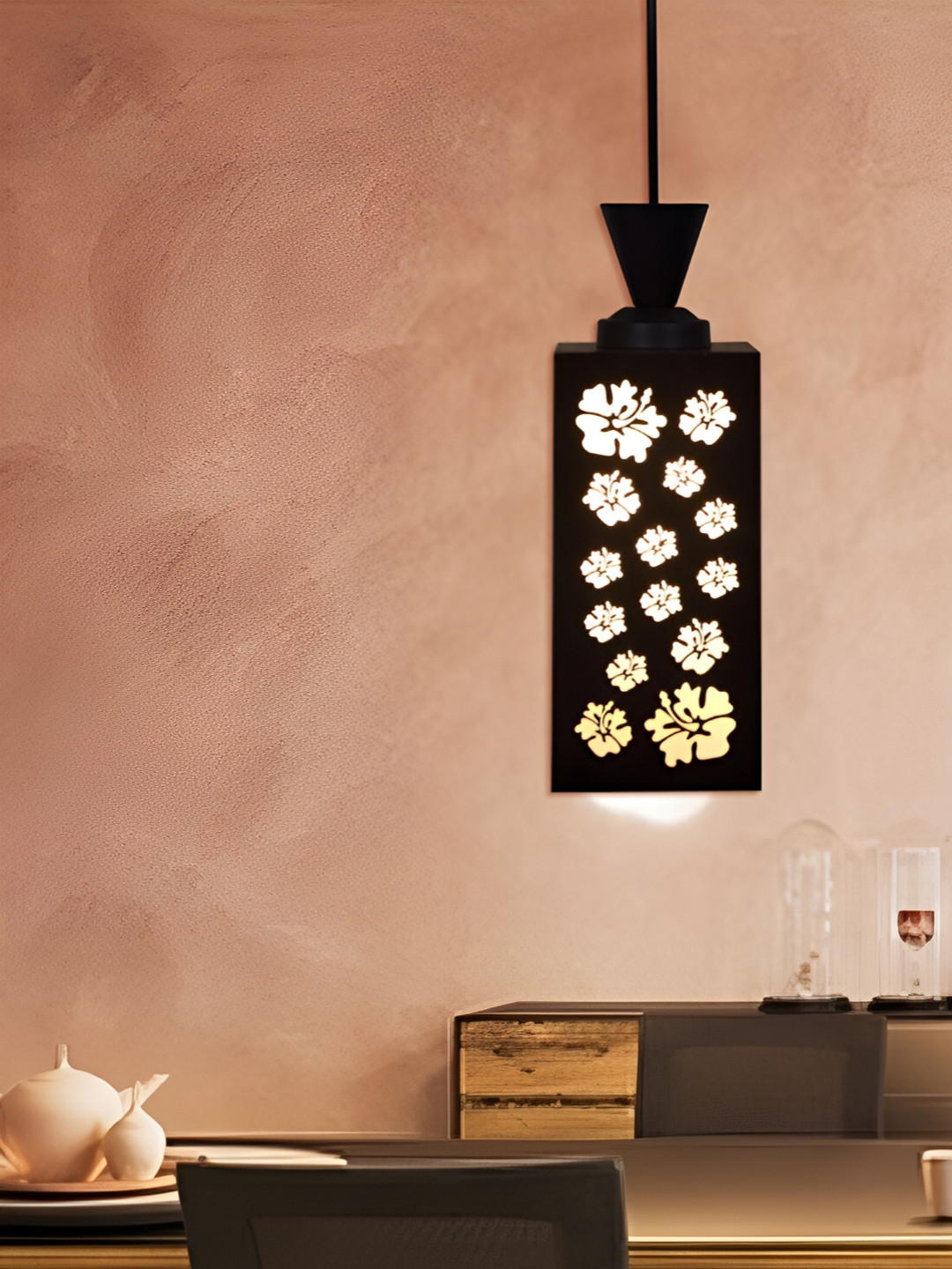 

Afast Brown Textured Wooden Contemporary Rectangle Ceiling Lamp