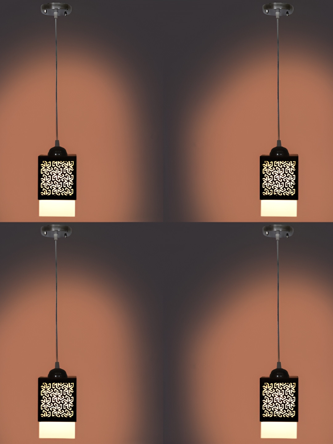 

Afast Brown 4 Pcs Textured Rectangular Wooden Ceiling Lamps