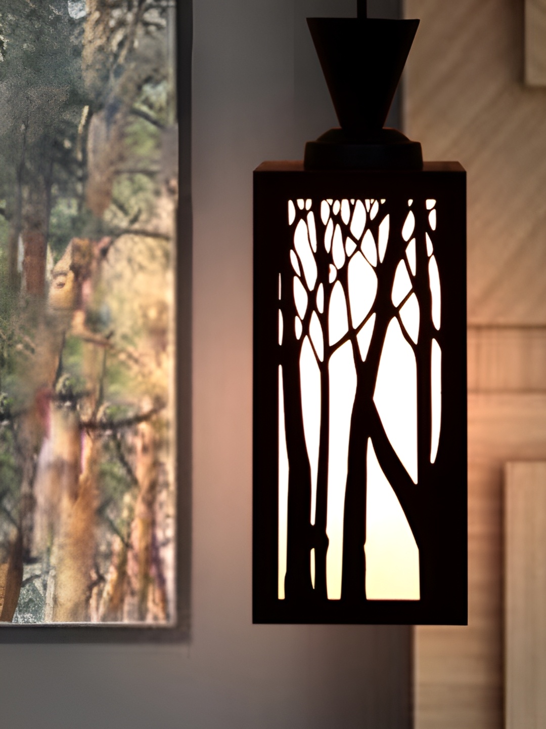 

Afast Brown Wooden Rectangle Contemporary Ceiling Lamp