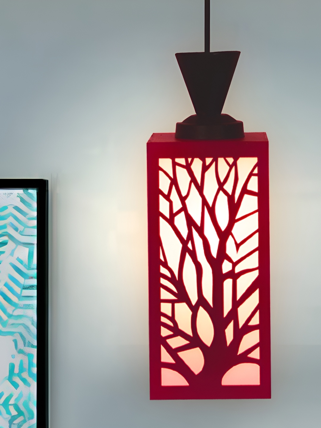 

Afast Red & Black Textured Rectangle Wooden Contemporary Ceiling Lamp