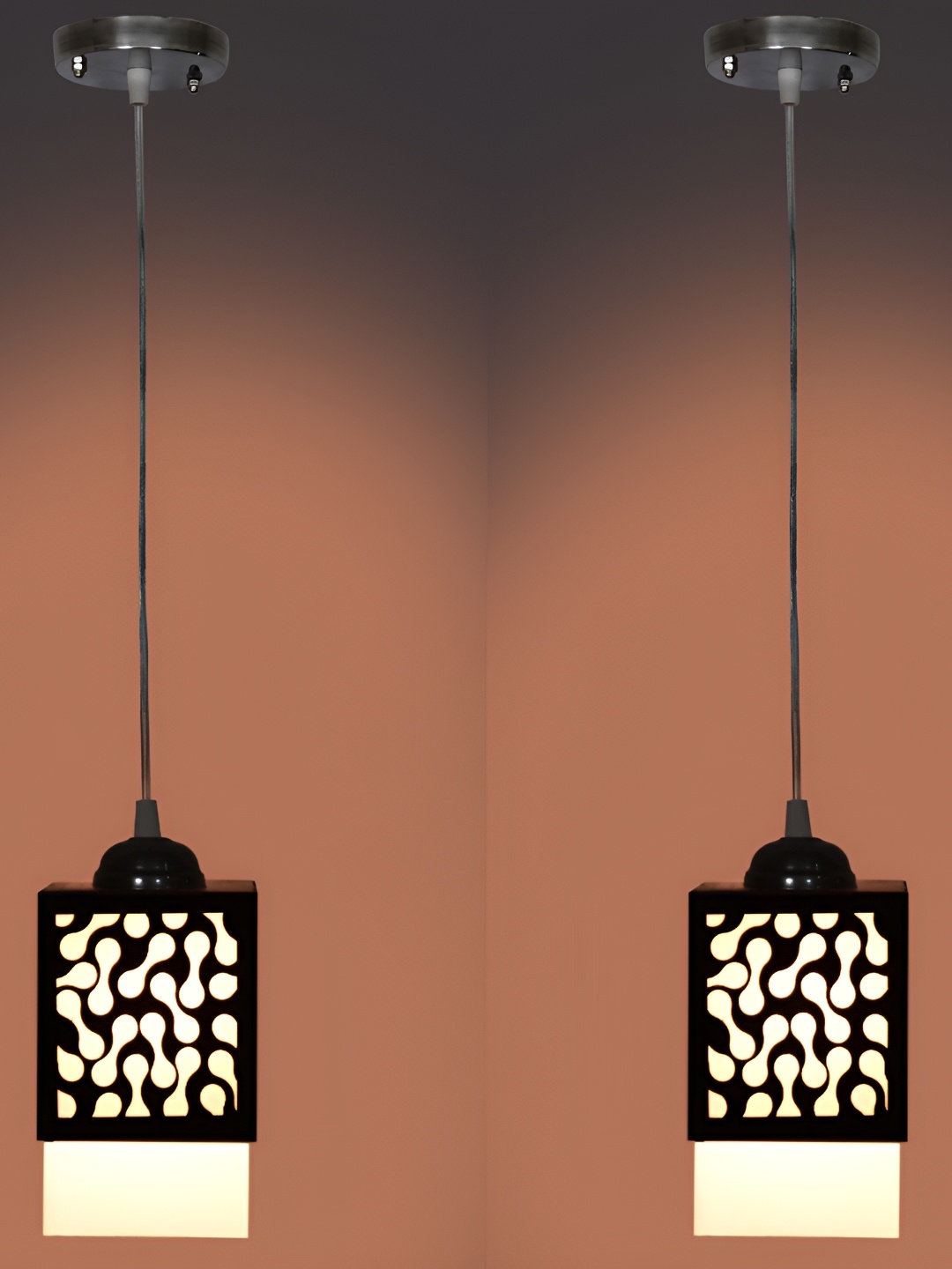 

Afast Brown 2 Pcs Textured Rectangular Wooden Ceiling Lamp