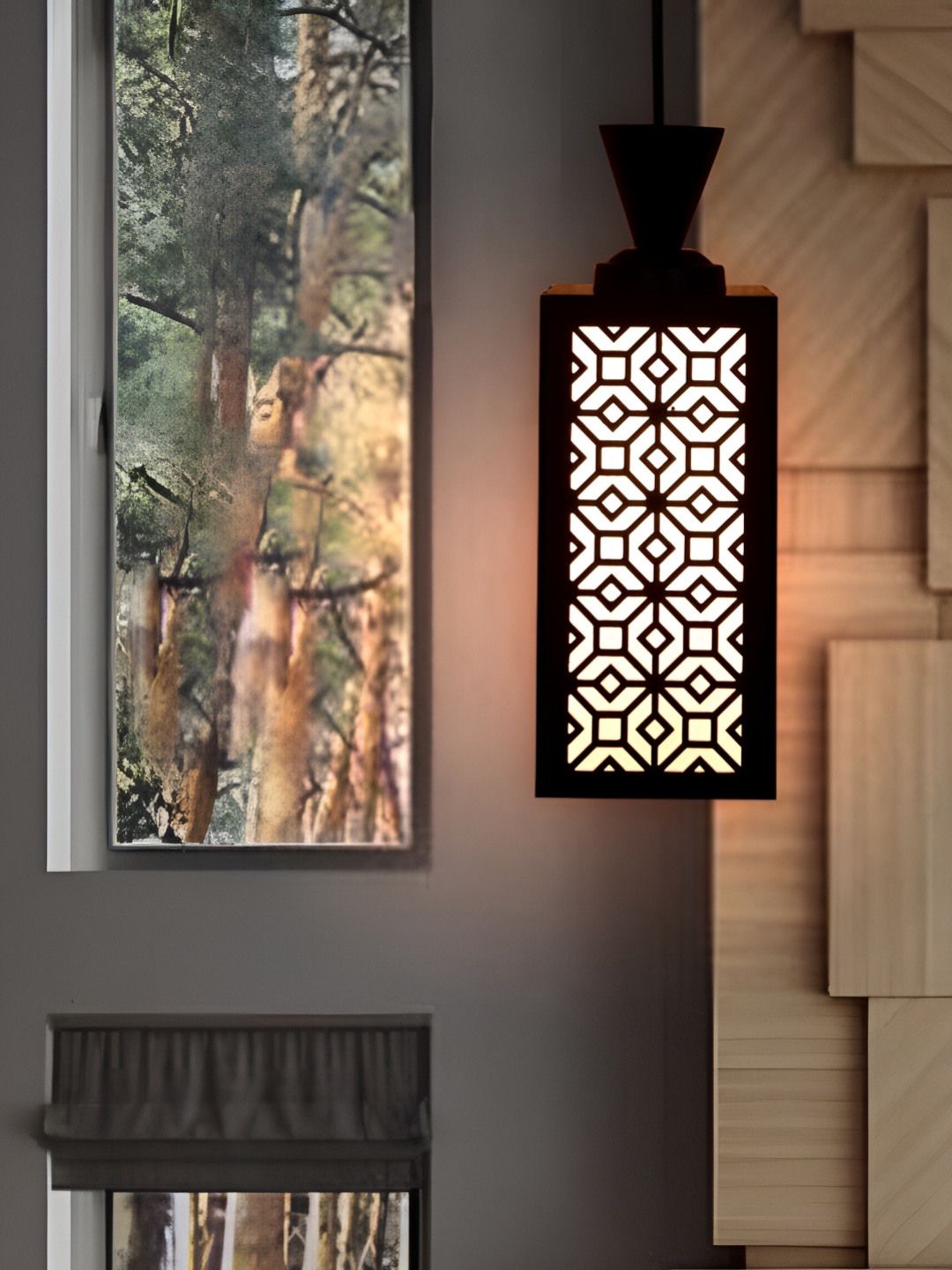 

Afast Black Textured Rectangle Wooden Contemporary Ceiling Lamp