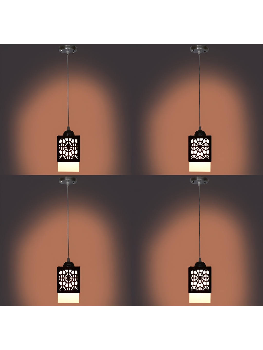 

Afast Black & White 4 Pieces Textured Rectangle Wooden Contemporary Ceiling Lamps