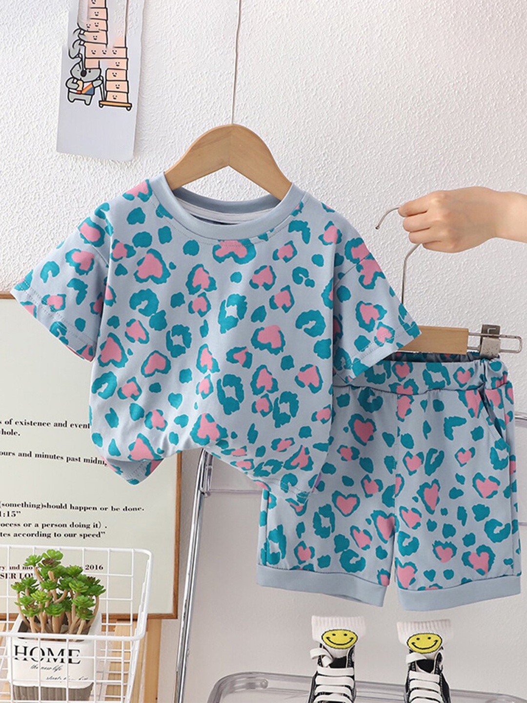 INCLUD Boys Printed T-shirt with Shorts, Blue