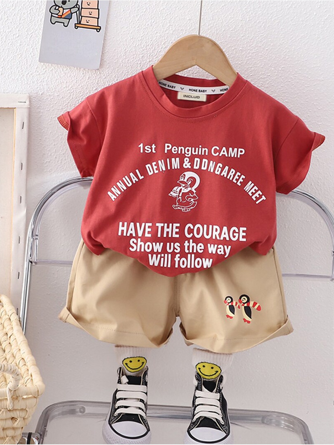 

INCLUD Infant Boys Graphic Printed T-shirt with Shorts, Red