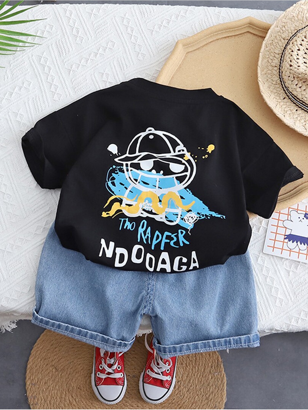 

INCLUD Boys Printed T-shirt With Shorts, Black