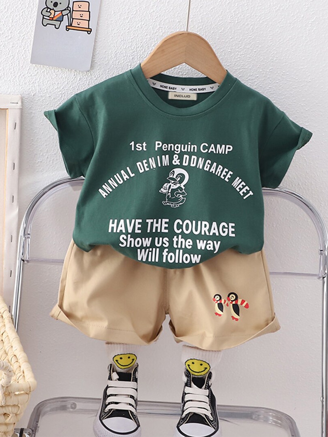 

INCLUD Boys Printed T-shirt With Shorts, Green