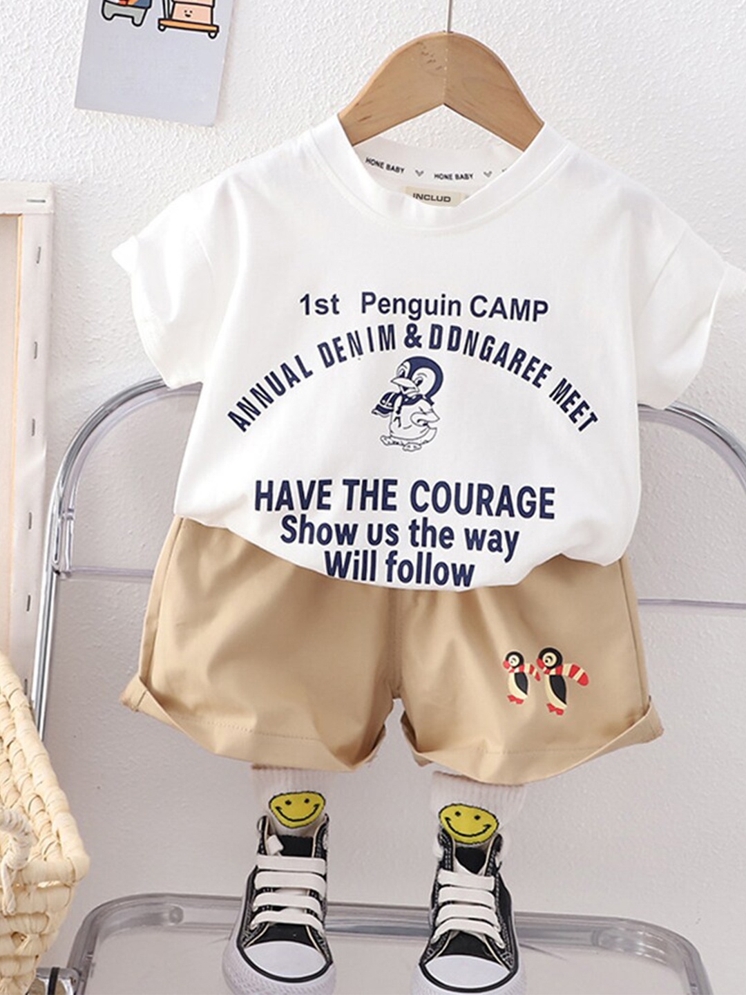 

INCLUD Infant Boys Printed T-shirt with Shorts, White