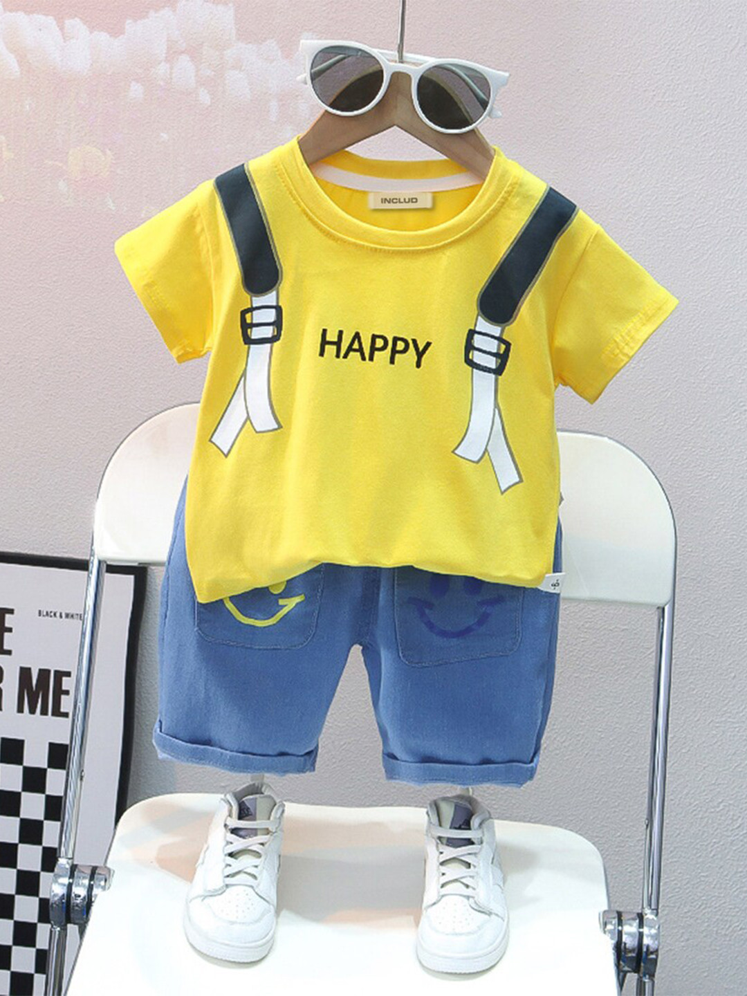 

INCLUD Boys Printed T-shirt with Shorts, Yellow