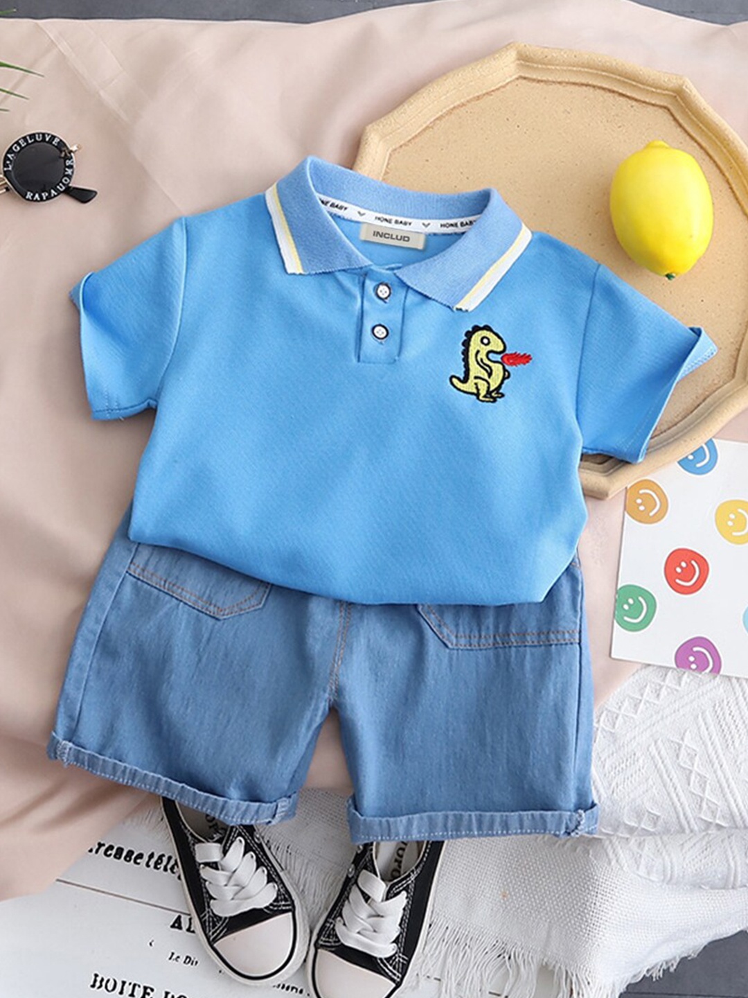 

INCLUD Boys Printed T-shirt with Shorts, Blue