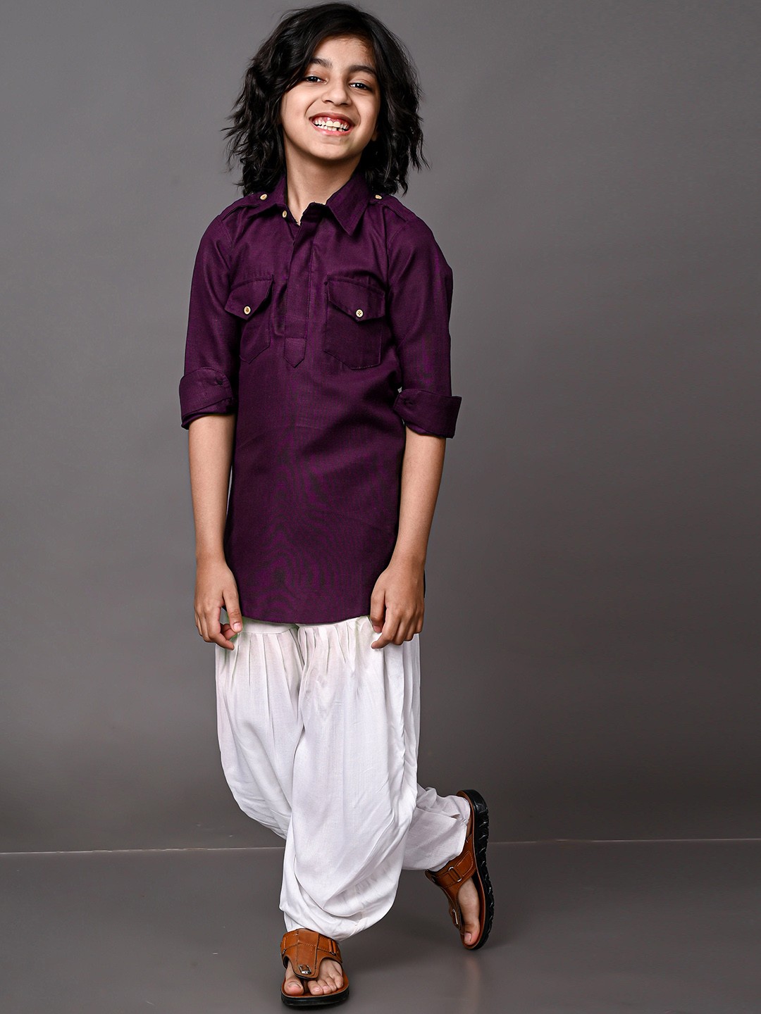 

VESHAM Boys Regular Kurta with Patiala, Burgundy