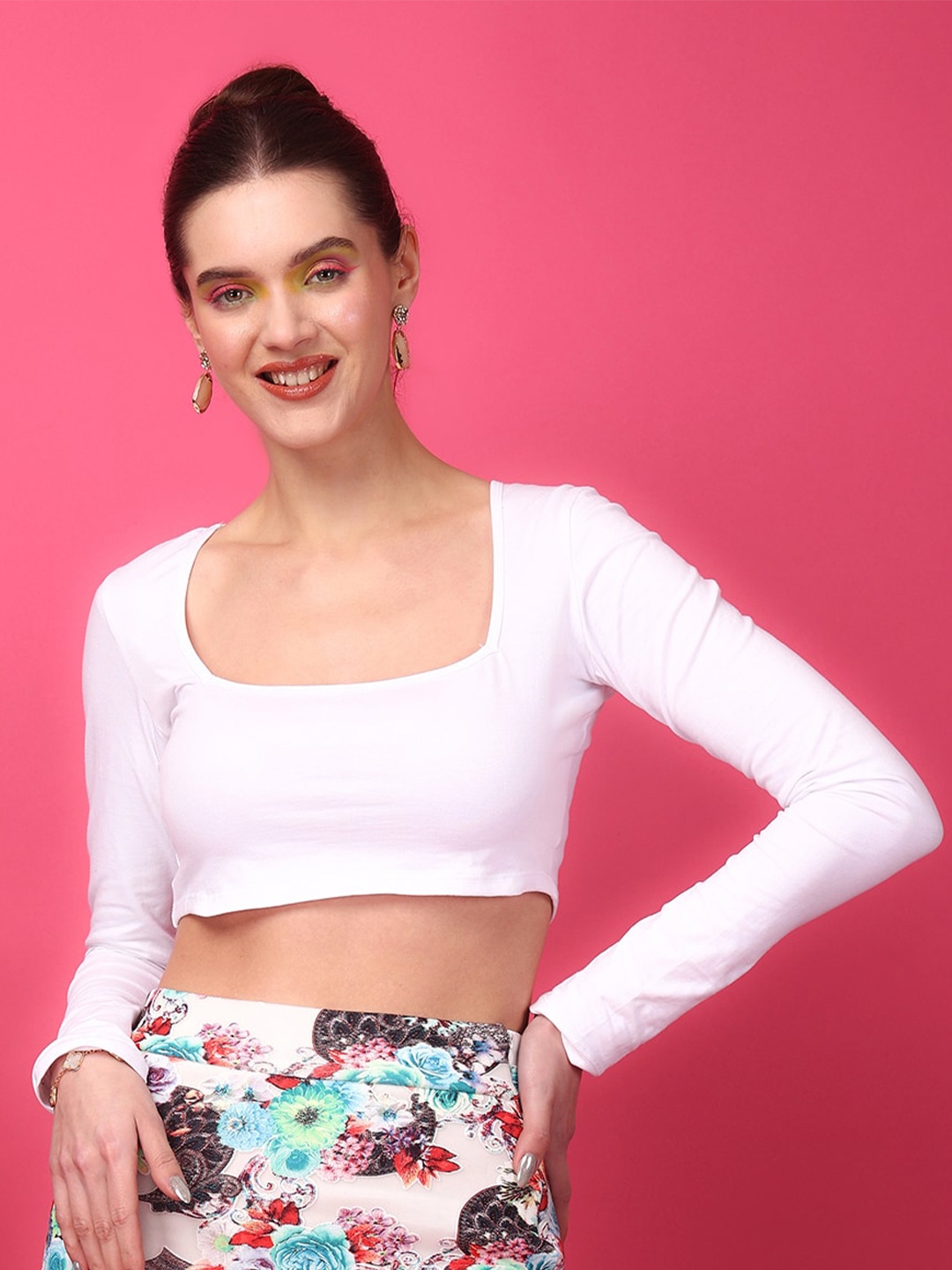 

MINOS Square Neck Crop Top, White
