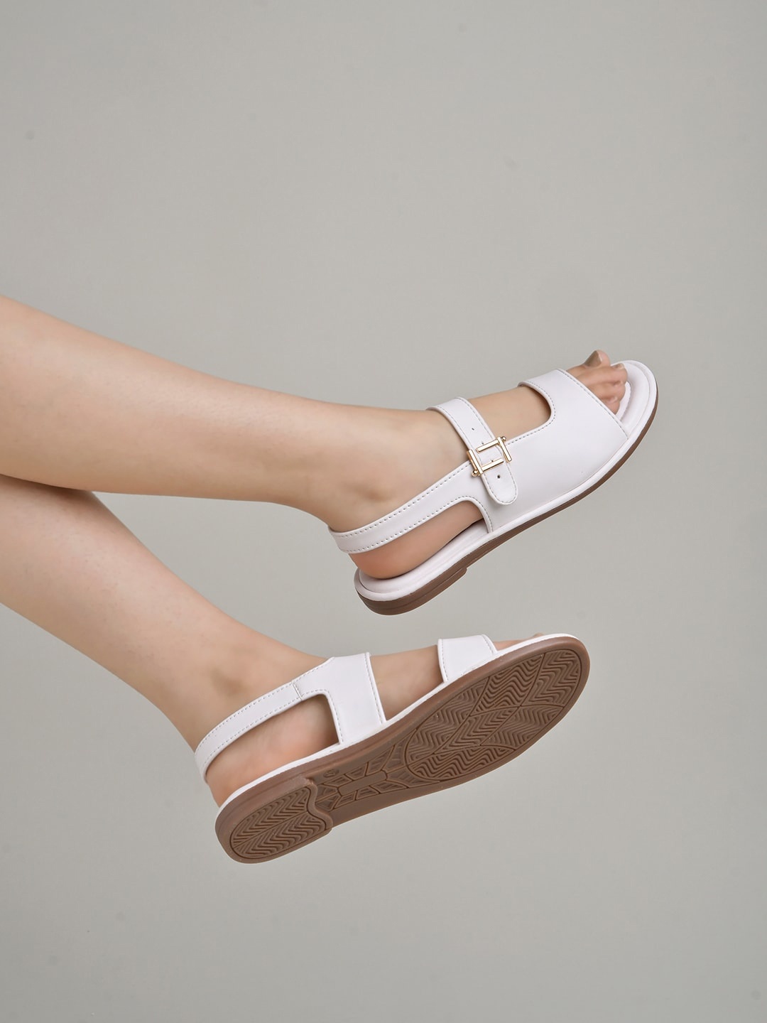 

Shoetopia Backstrap Open Toe Flats, White