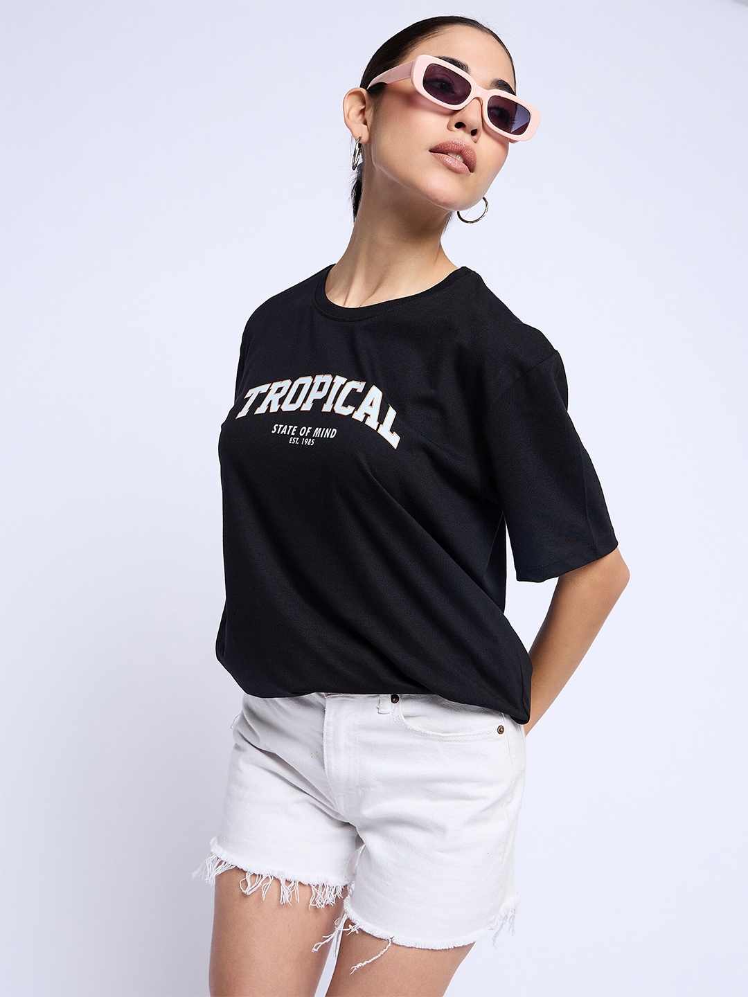 

Mast & Harbour Round Neck Typography Printed T-shirt, Black