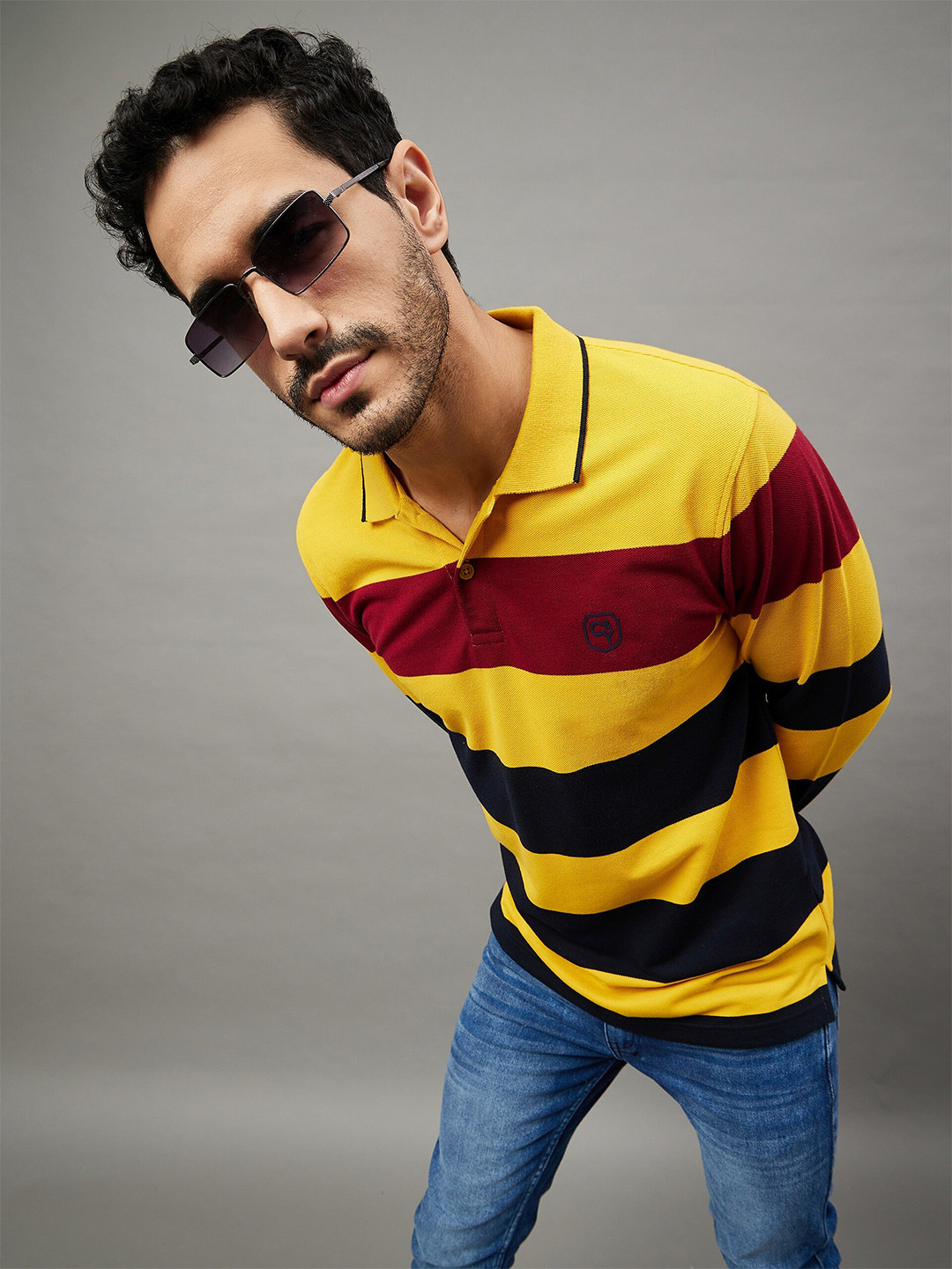 

Club York Striped Polo Collar Short Sleeves T-shirt, Mustard