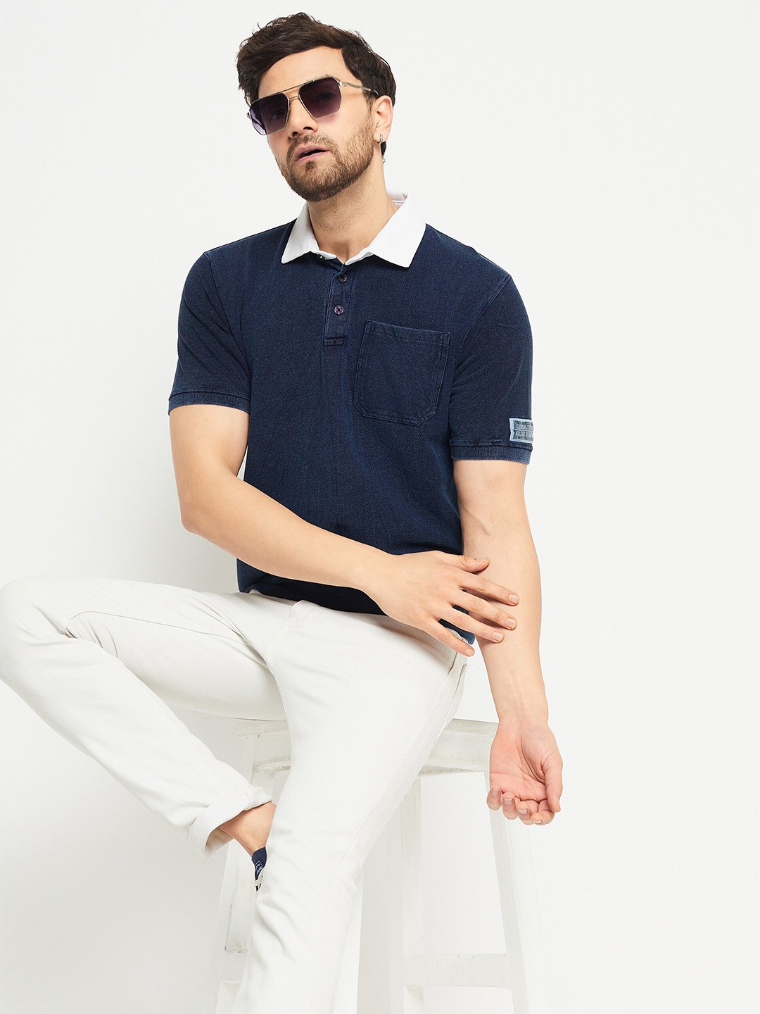 

Club York Polo Collar Short Sleeves Cotton T-shirt, Blue