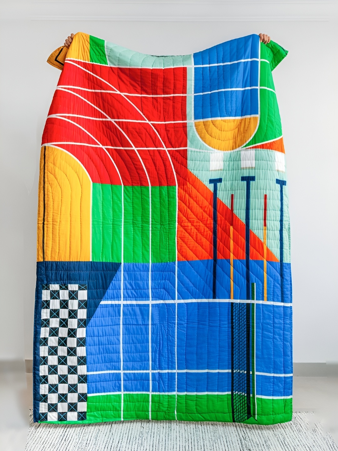

Zookeeper Blue & Green Geometric Printed 120 GSM Single Bed Quilt