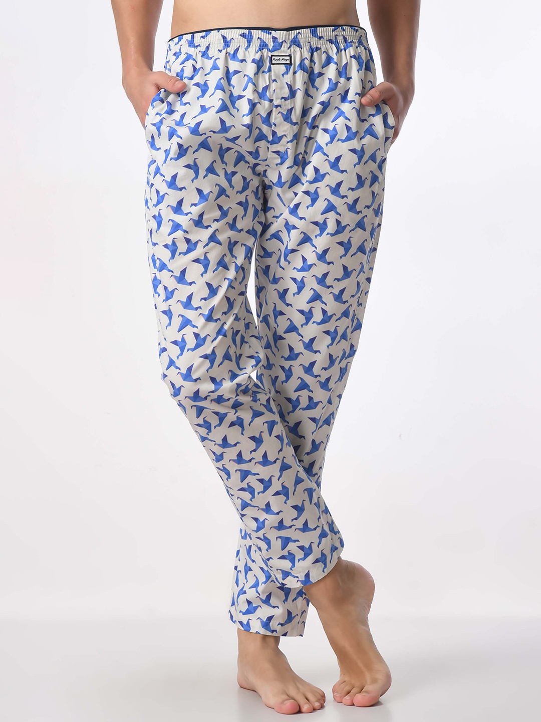 

PURPLEMANGO THE FRUIT OF FASHION Men Printed Pure Cotton Lounge Pant, White