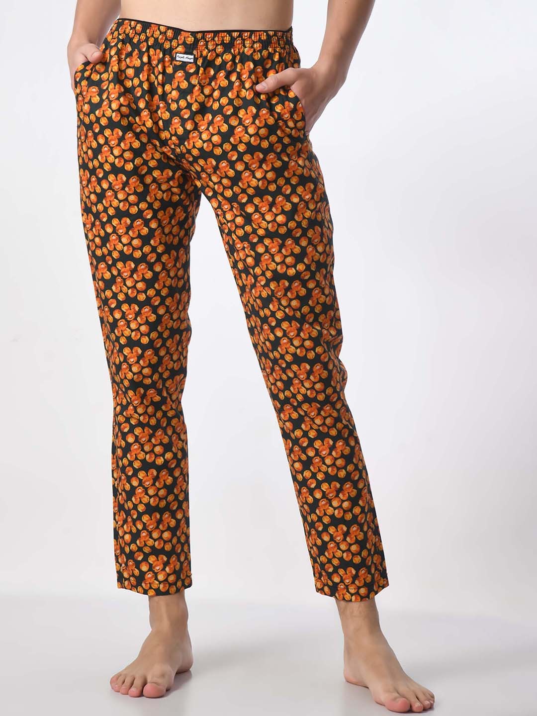 

PURPLEMANGO THE FRUIT OF FASHION Men Printed Pure Cotton Lounge Pants, Black