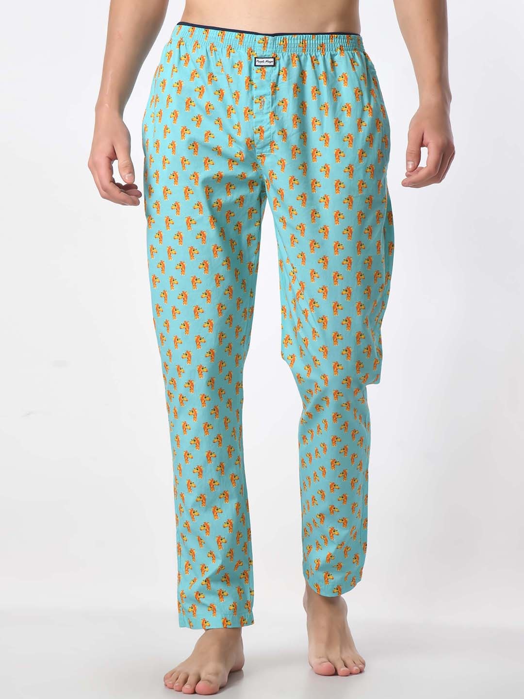 

PURPLEMANGO THE FRUIT OF FASHION Men Printed Pure Cotton Lounge Pants, Sea green