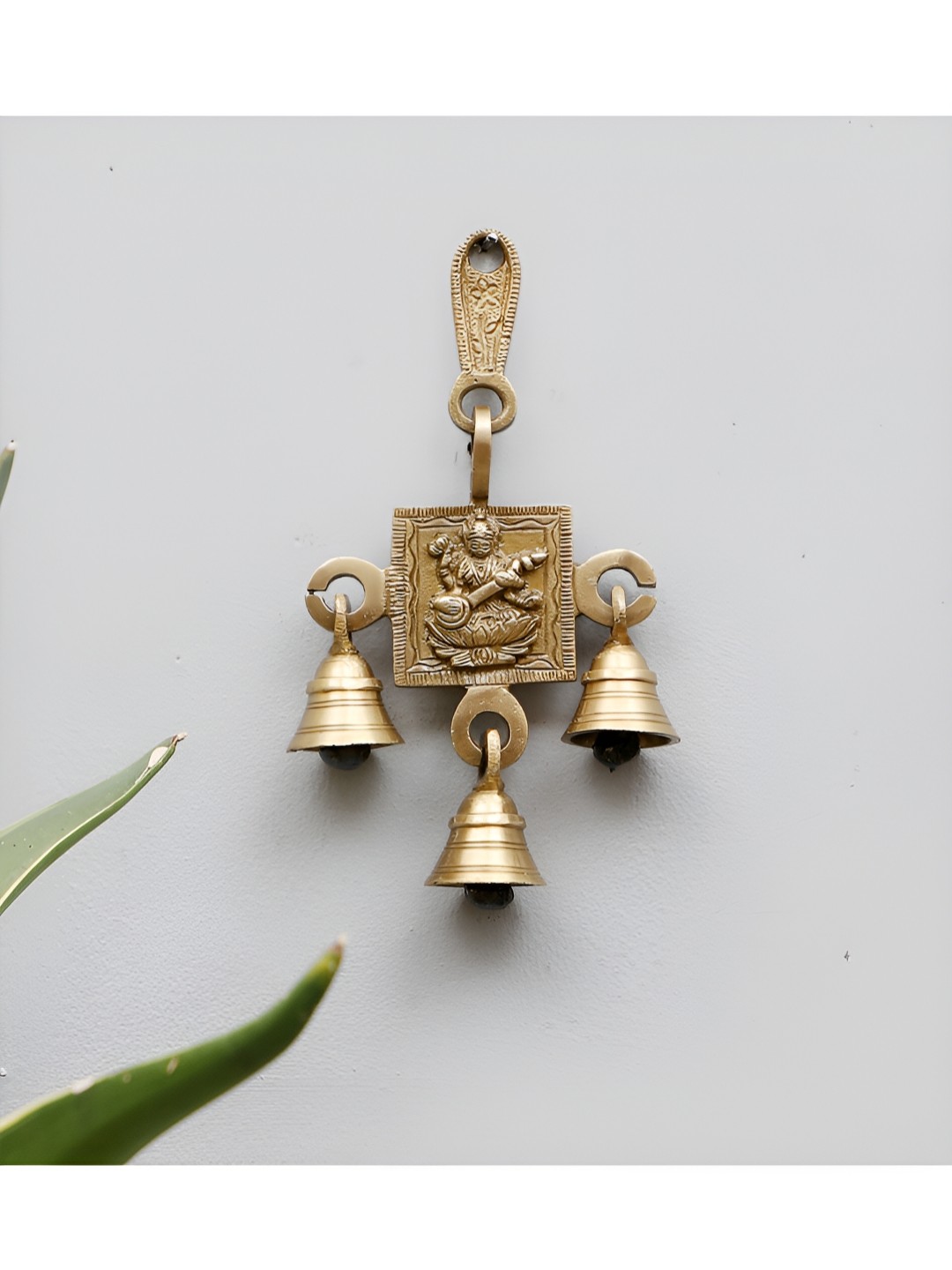 

Two Moustaches Brown Brass Saraswati Wall Hanging Bells