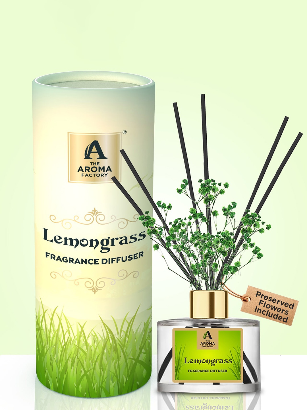 

The Aroma Factory Transparent & Green Lemongrass Reed Aroma Oil Diffusers 100 ml