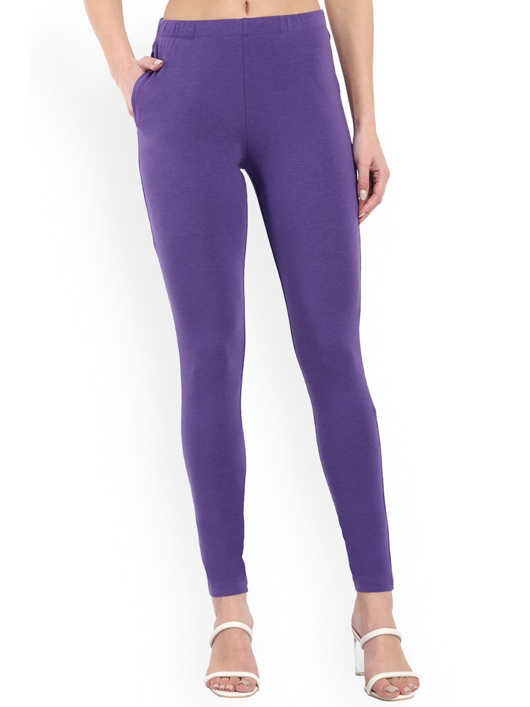 

ONE SKY Ankle Length Slash Pocket Leggings, Purple