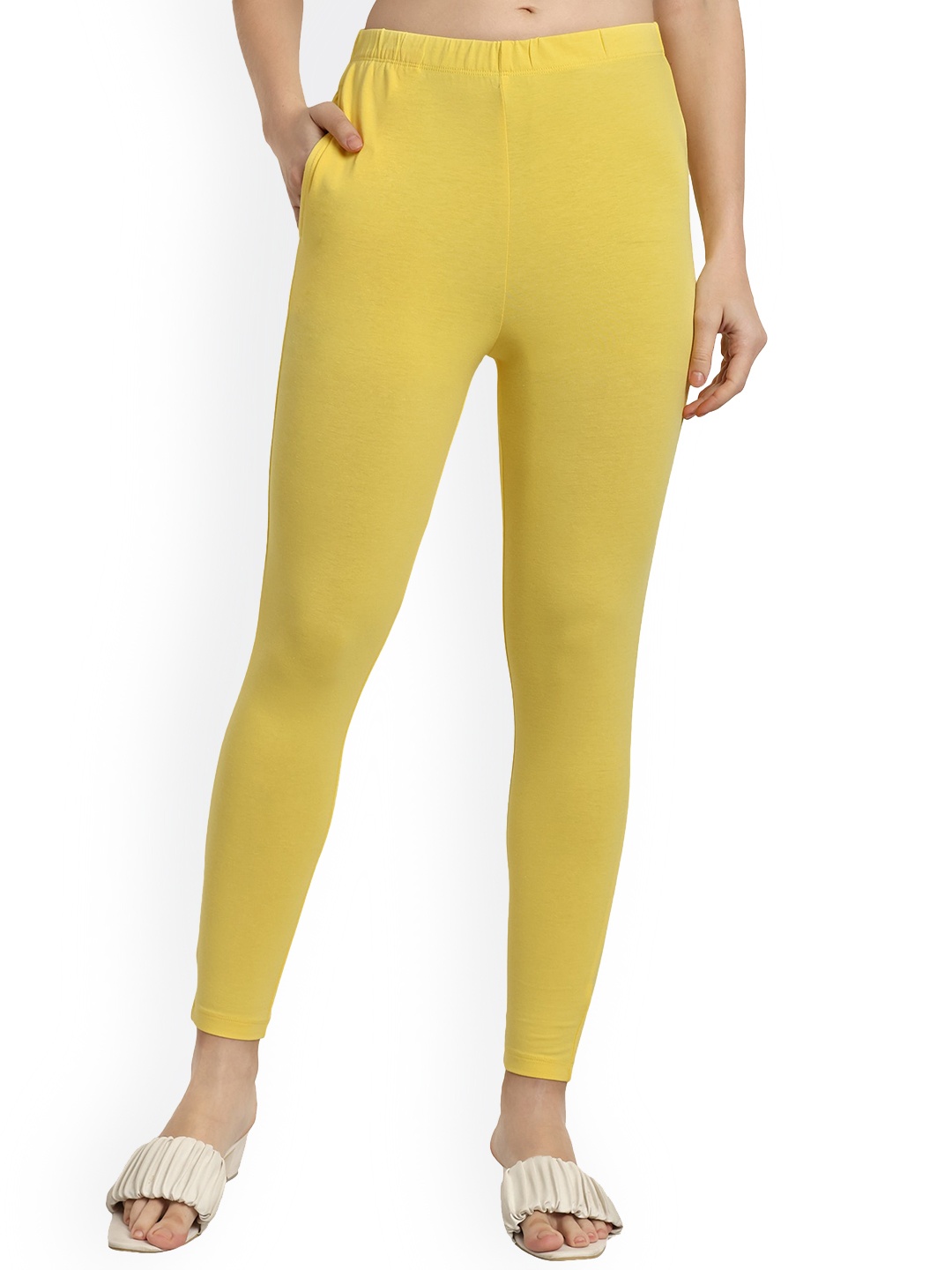 

ONE SKY Ankle Length Slash Pocket Leggings, Yellow