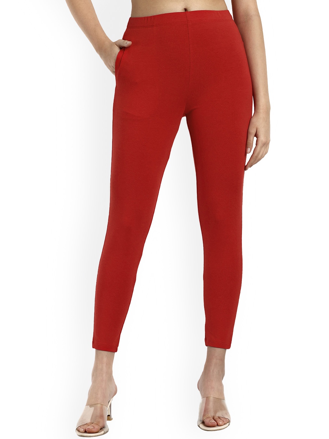

ONE SKY Ankle-Length Leggings, Red