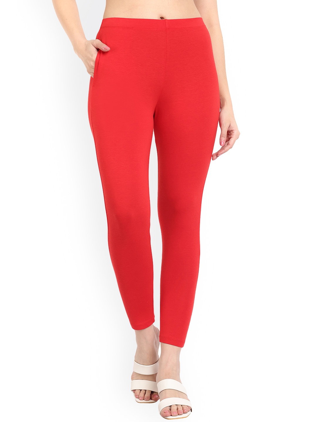 

ONE SKY Ankle-Length Leggings, Red