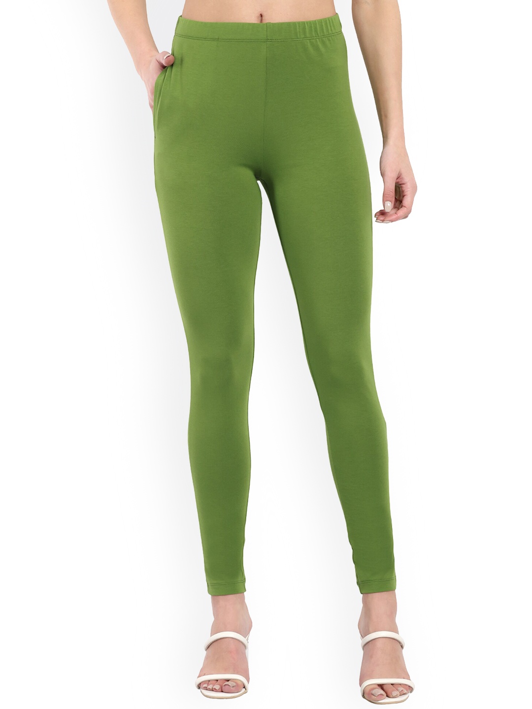 

ONE SKY Ankle Length Slash Pocket Leggings, Green