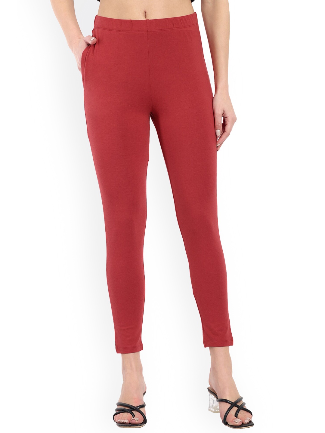 

ONE SKY Ankle Length Slash Pocket Leggings, Maroon