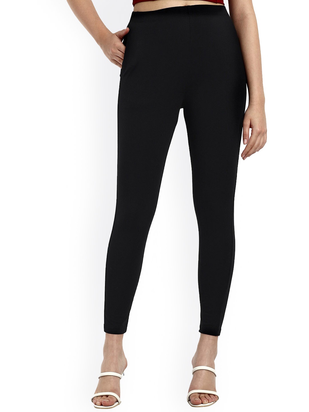 

ONE SKY Ankle Length Slash Pocket Leggings, Black